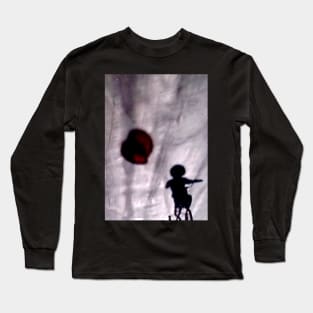 Biker With Red Balloons Shadows Long Sleeve T-Shirt